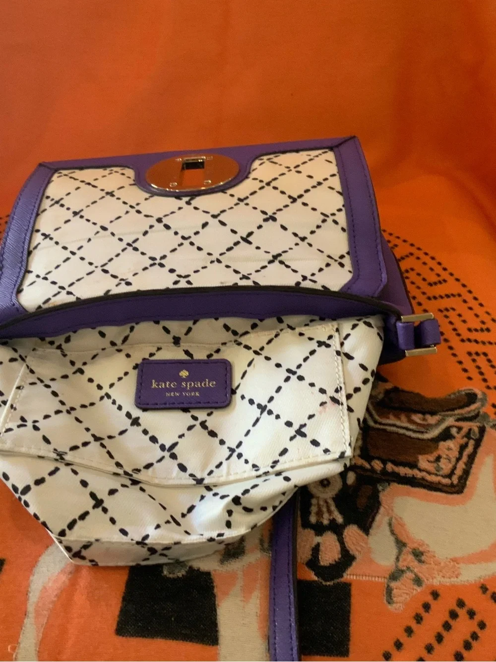 kate spade Purple Leather Wristlet Clutch with Silver-Tone Turnlock